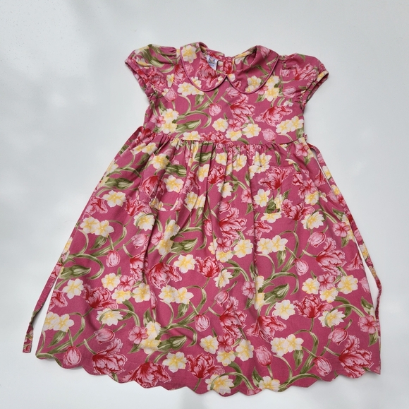 April Cornell Floral Pink Girls Short Sleeve  Dress-Size 5/6 - Picture 1 of 6